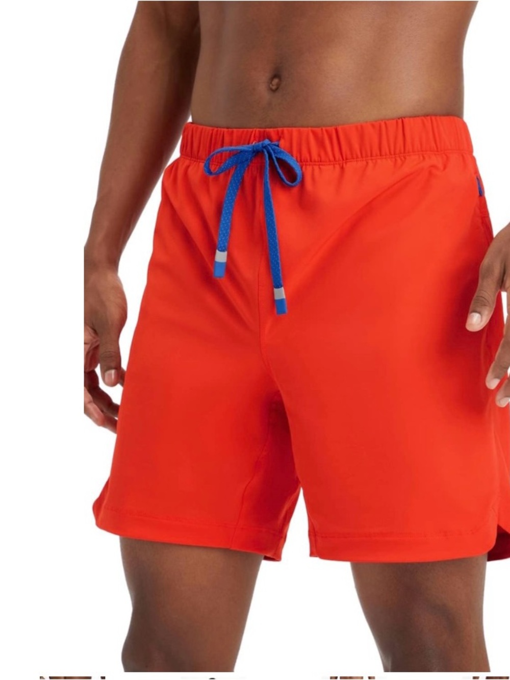 Fabletics Men's Orange Swim Trunks with Blue Drawcord
